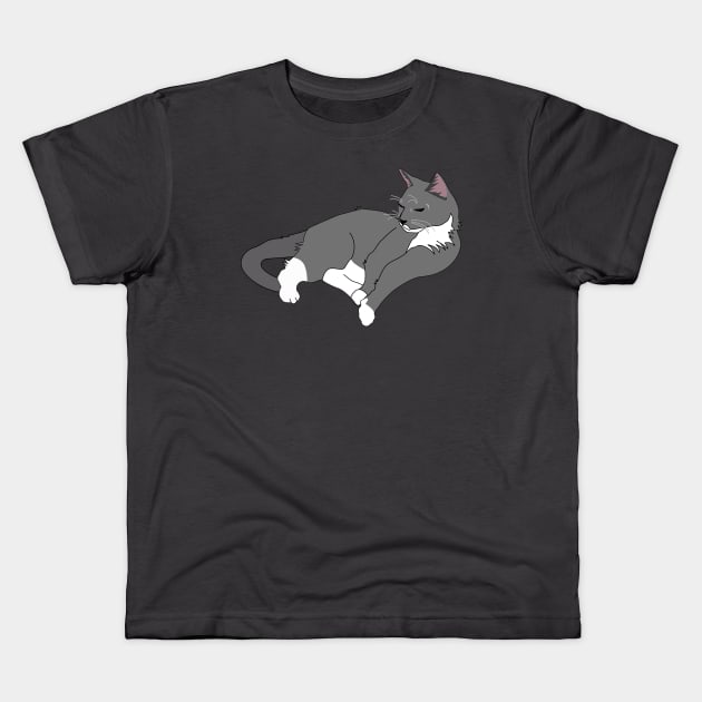 Gray and White Tuxedo Cat Kids T-Shirt by beerhamster